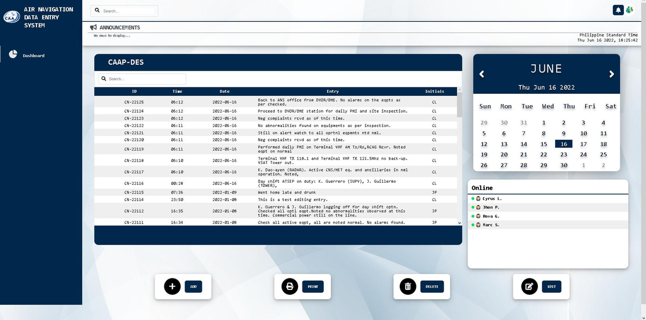 CAAP Data Entry System (Web Version)